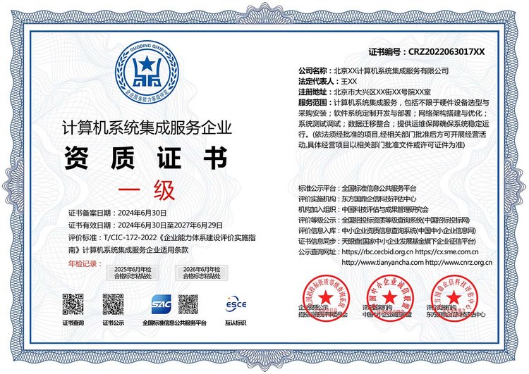 计算机系统集成服务企业资质证书 投标加分利器与多网查证保障